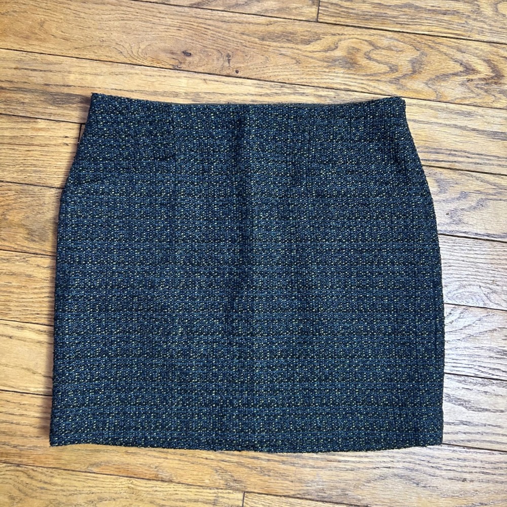 Outback Red‎ Green Navy Blue Wool Blend Tweed Mini Skirt Size 4 Pro Office